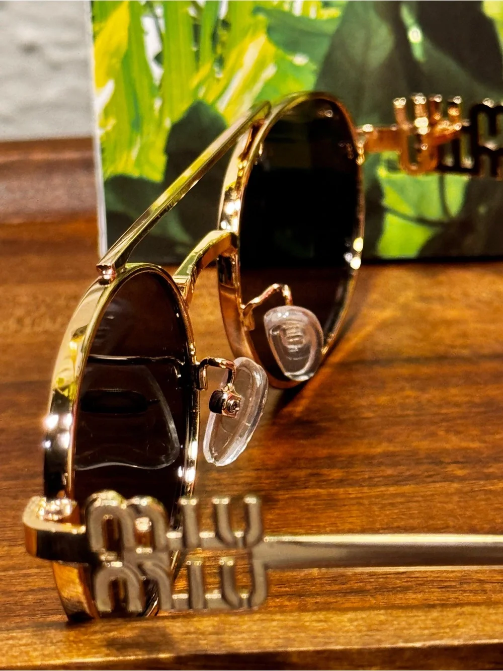 Miu Miu Gold Frame Black Lens Round Sunglasses for Men
